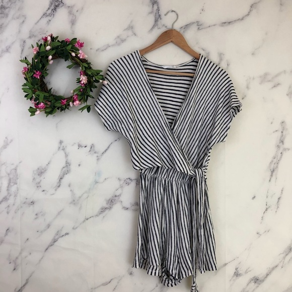 Lush Pants - Lush Striped Wrap Romper